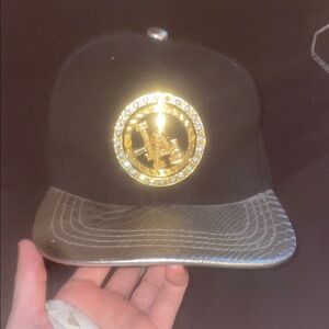 Custom LA Gold & Crystal Spinning SnapBack